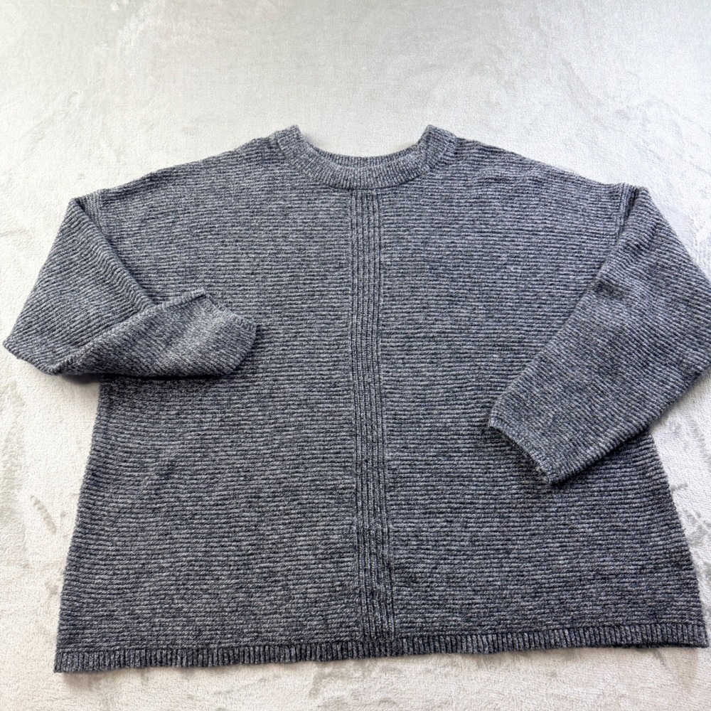 Pure Jill J. Jill Gray Ribbed Knit Cotton Blend Oversized Sweater Women's  XL